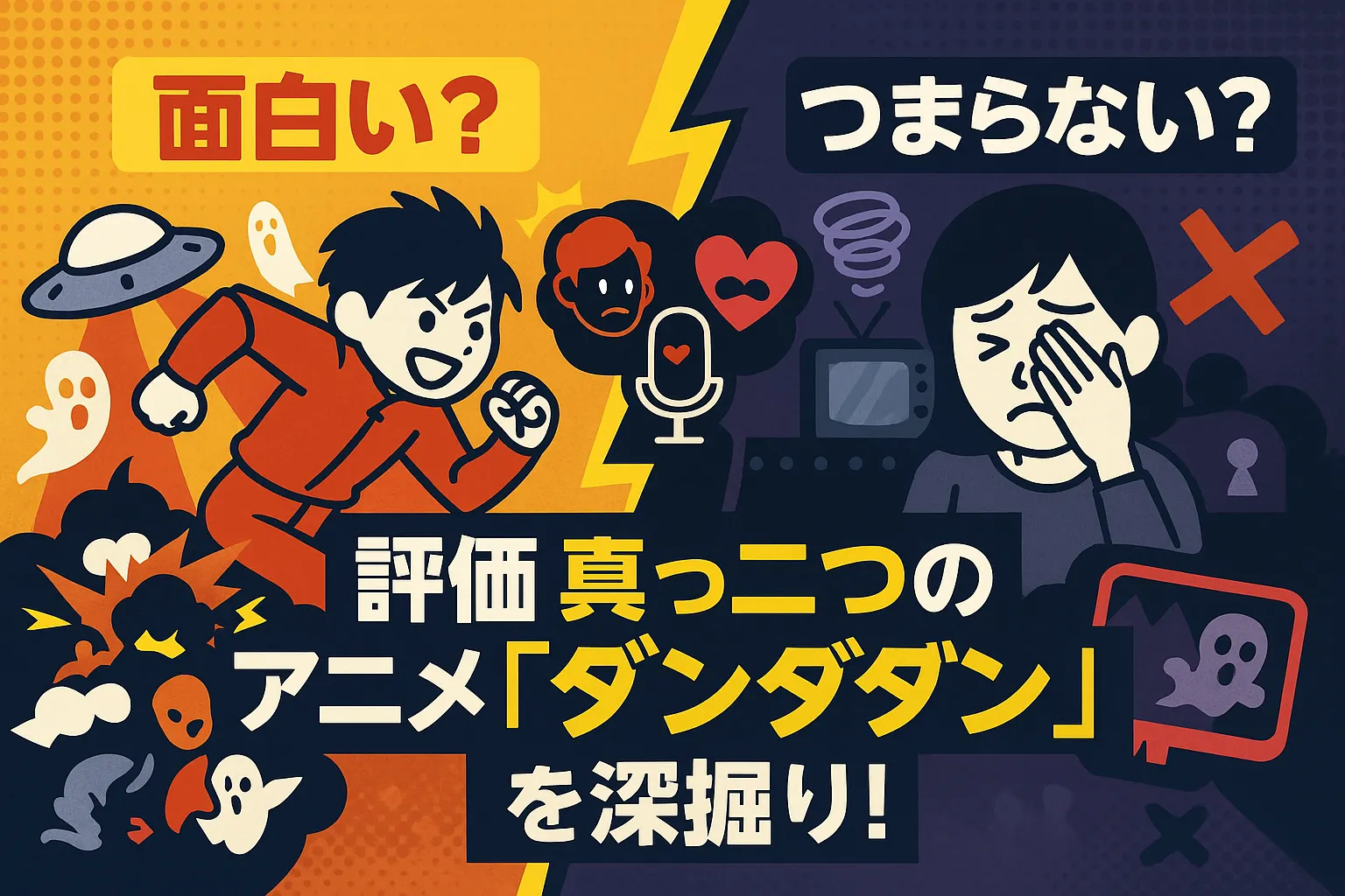 「ダンダダン」アニメの評価は二極化？面白い・つまらない、賛否両論の理由を丸裸に！アイキャッチ