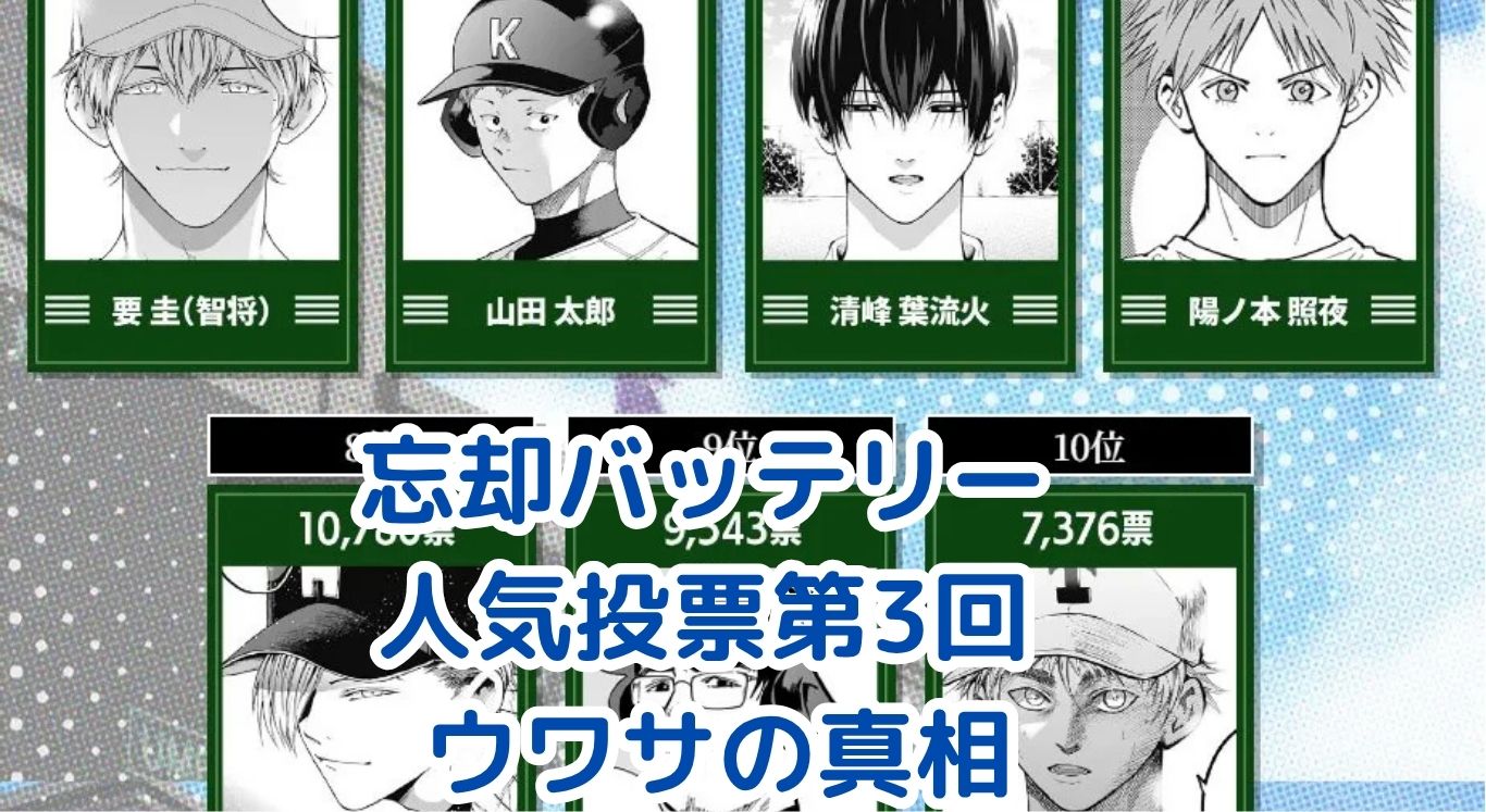 『忘却バッテリー』人気投票第3回どうなる？過去の結果と噂も！